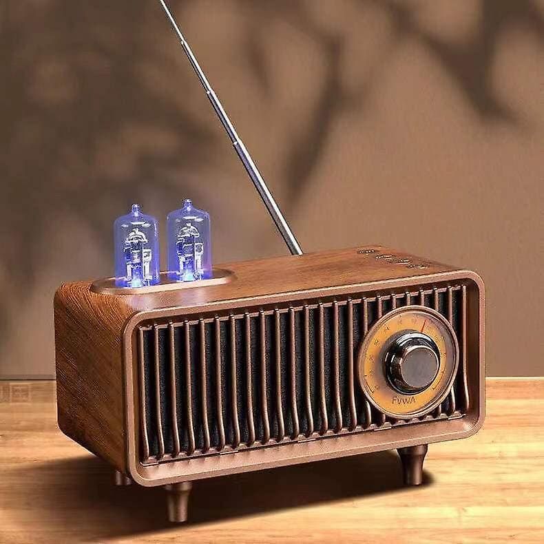 Vintage radyo AM/FM retro hoparlör ahşap küçük