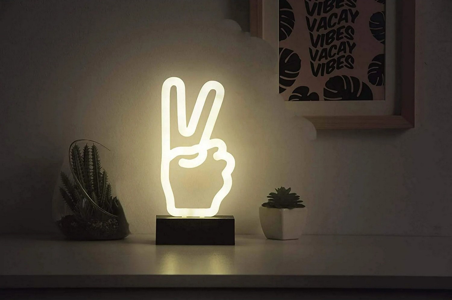Parlayan logo neon - Barışın sembolü