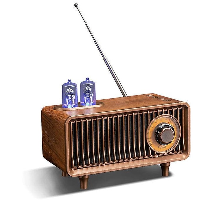Retro vintage ahşap bluetooth radyo