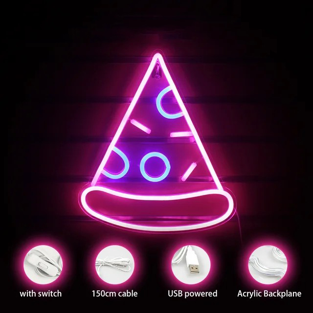 pizza led reklam duvardaki ışıklı tabela logo