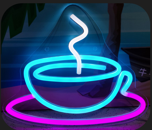 kahve fincanı kahve - duvarda reklam LED neon tabela