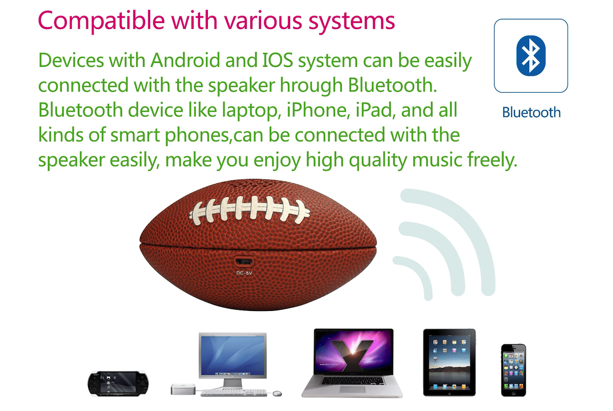 Amerikan futbolu topu mini hoparlör cep telefonundan PC'ye taşınabilir